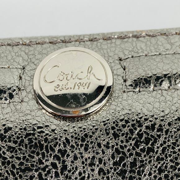 Coach Zip Around Silver Metallic Wallet - Picture 7 of 12